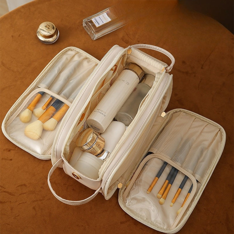 Triple-Layer PU Leather Cosmetic Bag
