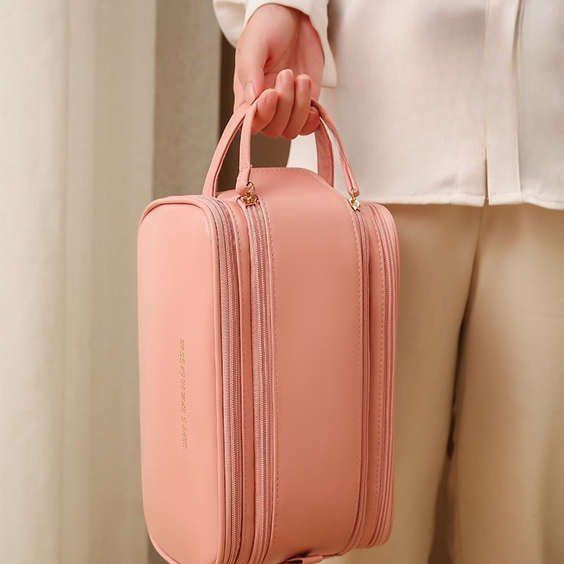 Triple-Layer PU Leather Cosmetic Bag