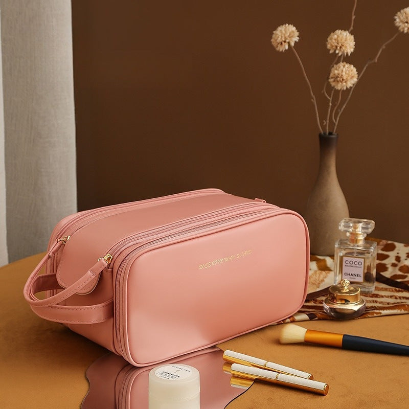 Triple-Layer PU Leather Cosmetic Bag