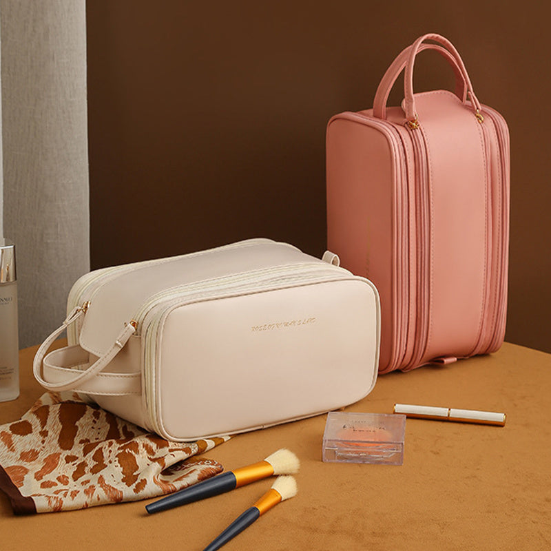 Triple-Layer PU Leather Cosmetic Bag