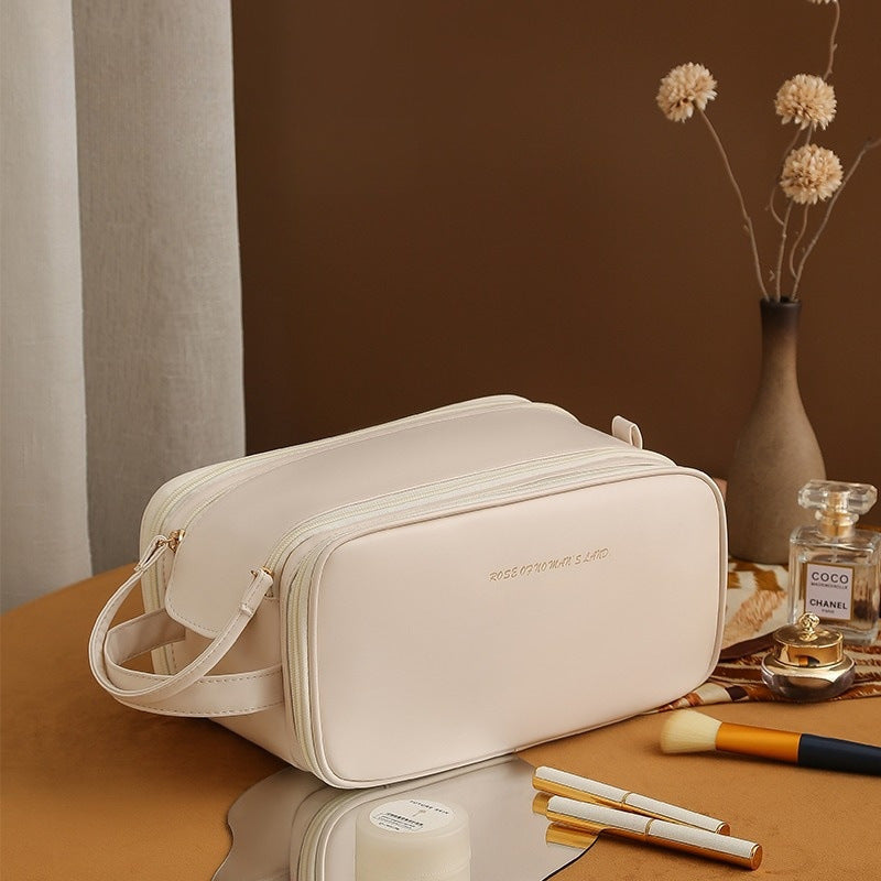 Triple-Layer PU Leather Cosmetic Bag
